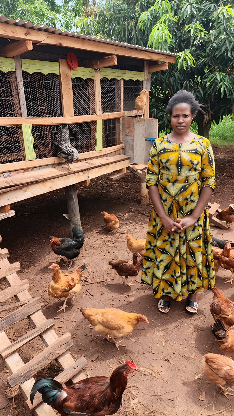 A beneficiary at her poultry enterprise